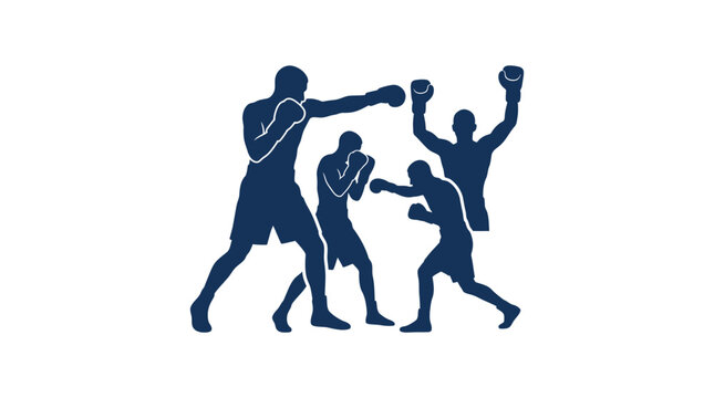 Boxers fighting in ring silhouette illustration.