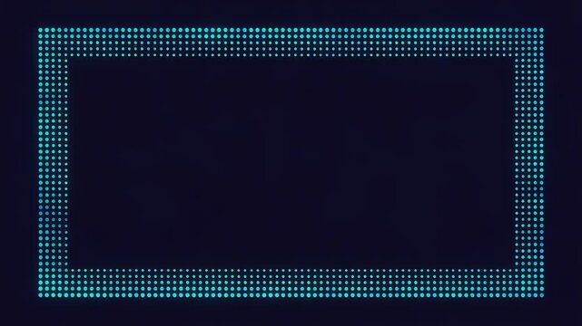 Blue glowing dotted frame on black background digital border design for modern technology presentations