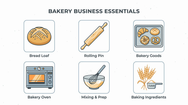 Bakery Business Essential Items Displayed.