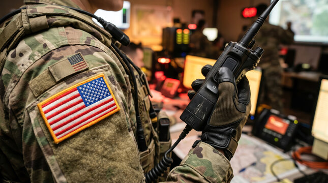Military Communications Officer Hightech Operations Room