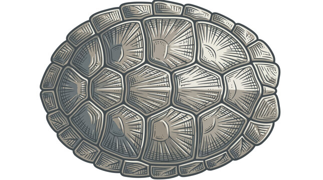 Detailed engraving of a turtle shell carapace pattern.