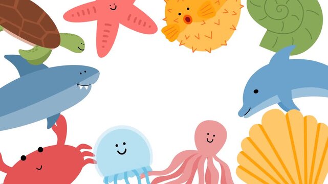 Kawaii Ocean Creatures Animated Background
