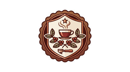 Obraz premium coffee cup badge with steam and beans