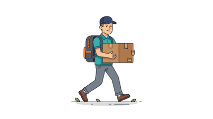 delivery man on skateboard with box © Balong
