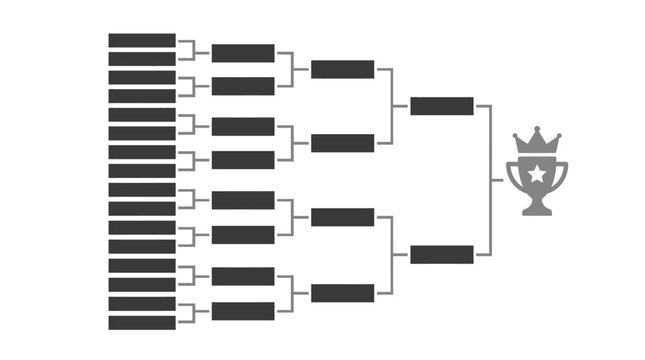Detailed tournament bracket diagram for large sports competitions.