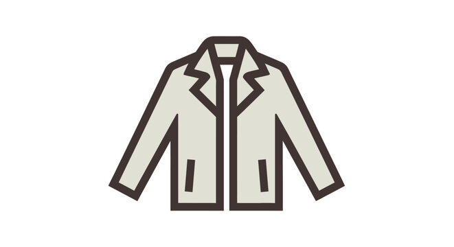 Simple line drawing of an open jacket or blazer with lapels