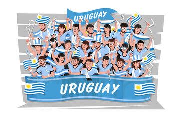 Soccer fans cheering. uruguay team. © Aomarch