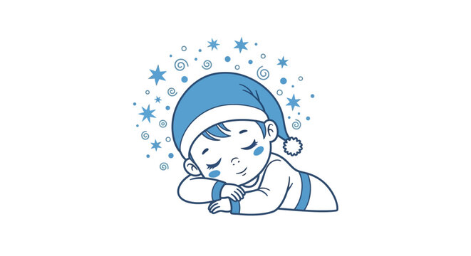 Sleeping Baby Wearing Santa Hat.