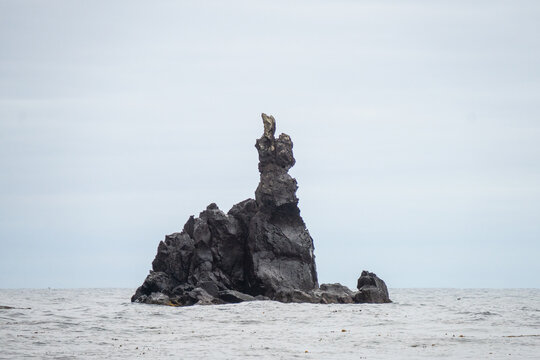 Small islet rock formations off of Gough Island in the South Atlantic Ocean