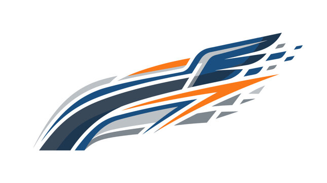 Dynamic blue and orange racing stripe decal graphic