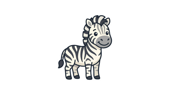 Cute Cartoon Zebra Standing Alone.