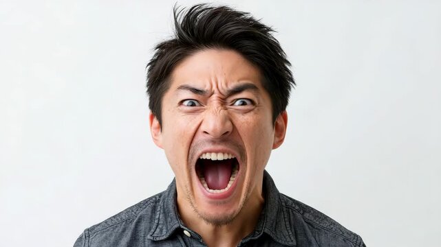 Man screaming face portrait