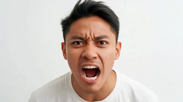 Man screaming face portrait