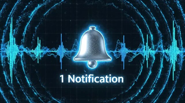 A notification alert with a silver bell icon appears on a dark background
