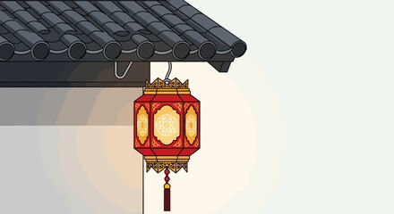 asian lantern hanging from chinese roof © Telo