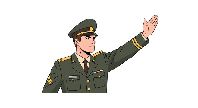 Military officer in uniform giving a command signal.