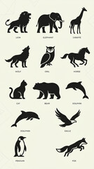 Obraz premium set of silhouettes of animals