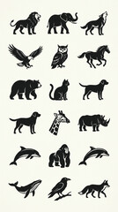 Obraz premium set of silhouettes of animals