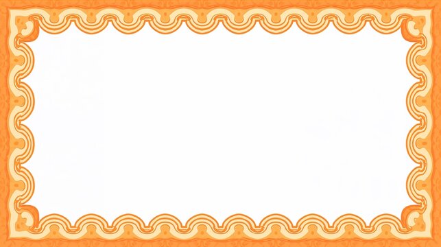 AI Generative. 70s Retro Groovy Wavy Frame with Orange Lines on White Background. 2