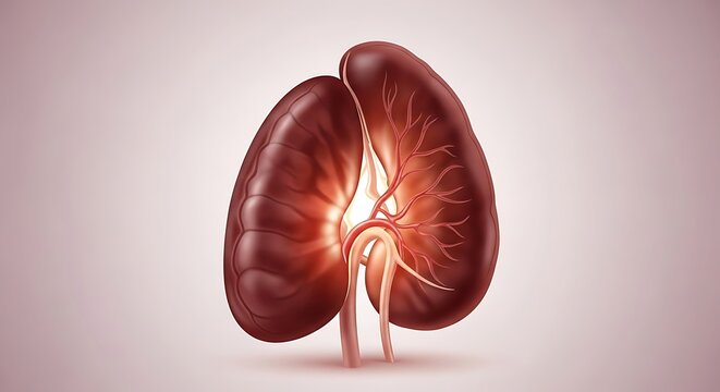 Close up view of a pair of human kidneys anatomy.