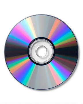 Blank Compact Disc CD DVD with Rainbow Reflection Isolated on White
