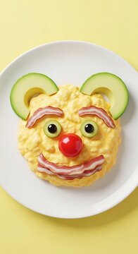 Cartoon character of a smiling yellow monkey with red lips.