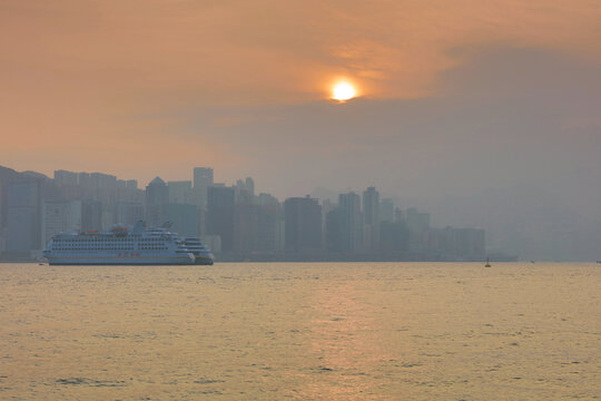 Dec 31 2015 Air pollution hangs over the Hong Kong Island