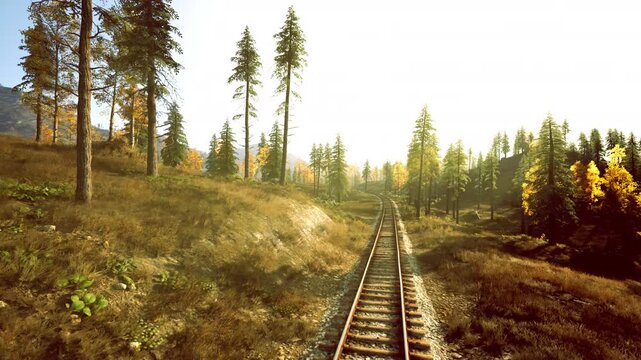 textured railway cutting through grassy slope, foreground detail and warm light emphasize flora, seasonal color, and narrative potential for nature storytelling