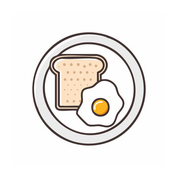 Flat design breakfast plate with toast and fried egg