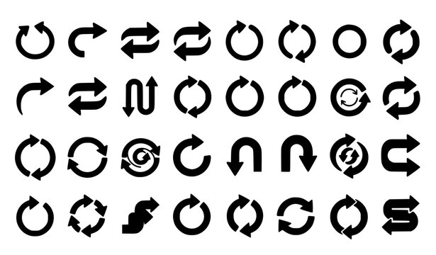 Curved arrow icon collection vector direction flow design