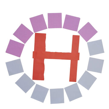 Red letter h with purple hexagon pattern background vector icon