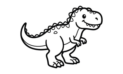 Cute, cartoon, dinosaur, coloring, page, for, kids, funny, tyrannosaurus, rex, outline, vector, illustration, isolated, on, white, background, prehistoric, animal, artwork, © Sakill_Pro