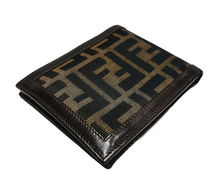 【FENDI】フェンディ_ズッカ柄_キャンバス二つ折り財布