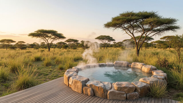 Open Air Hot Spring in the African Savanna