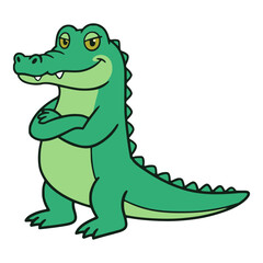 Fototapeta premium cartoon angry crocodile furious alligator reptile predator wild animal flat color vector illustration template design
