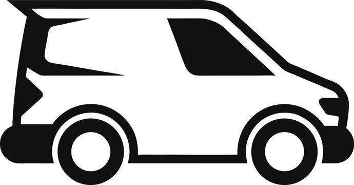 Black van icon, delivery vehicle, transportation symbol, van silhouette