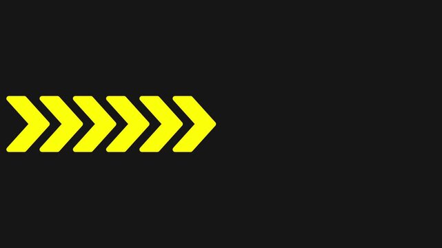 Abstract yellow chevron arrow animation moving across dark background with minimalist aesthetic