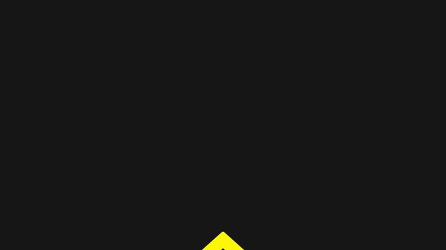 Abstract animation of scrolling yellow up arrows moving upwards against solid dark grey background