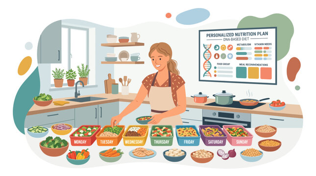 Woman Preparing Weekly Personalized DNA Based Nutrition Plan