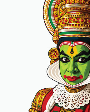 Kathakali performer in vibrant colors vector illustration