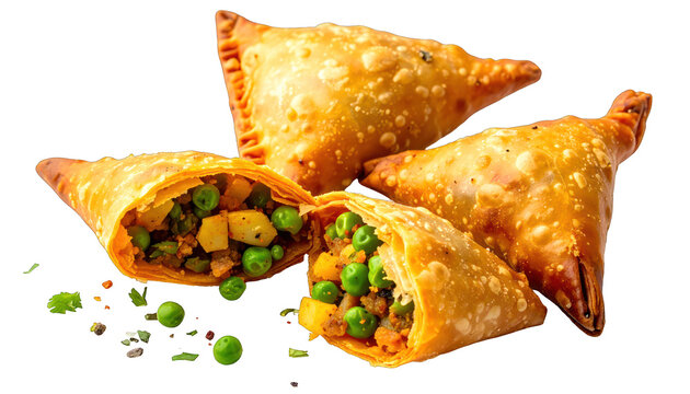 Deliciously Fried Samosas Filled with Savory Peas and Potatoes, a Popular Indian Snack