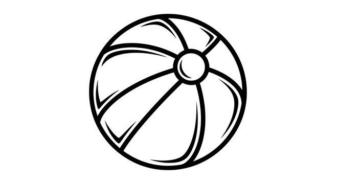 Minimal line drawing of a beach ball ready for play and summer fun.