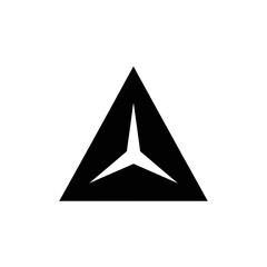 Fototapeta premium Modern geometric black triangle logo icon on white background