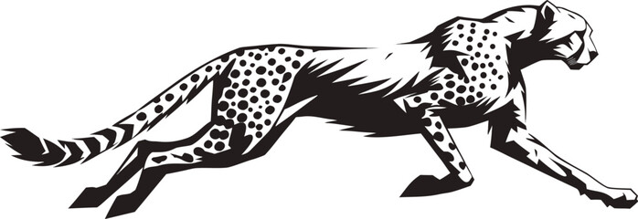 Black cheetah, cheetah illustration, animal vector, wildlife graphic, monochrome design © SetuRani