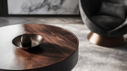 Obraz premium designer furniture with wood and metal textures generative ai