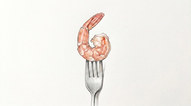 Shrimp on fork seafood food