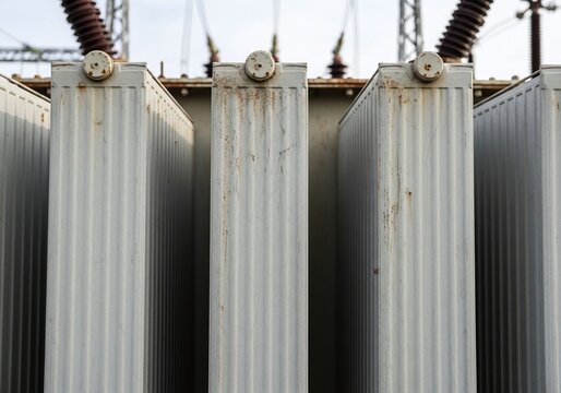 Industrial Power Transformer Cooling Fins and Monitoring Sensor Detail