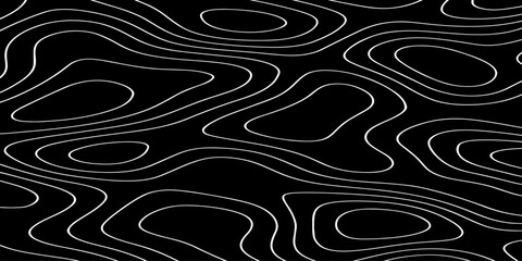 abstract white topographic contour lines vector illustration design technology seamless smooth dynamic motion pattern on black background © Deep Earth 