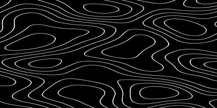 abstract white topographic contour lines vector illustration design technology seamless smooth dynamic motion pattern on black background