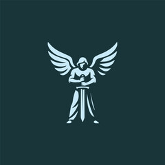 Obraz premium Victorious Angel With Sword Logo